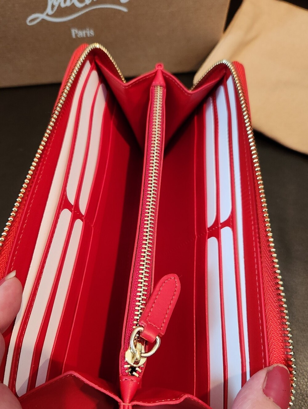 Christian Louboutin Red Spiked Zip-Around Wallet NWT Full Inclusion. - Picture 5 of 9